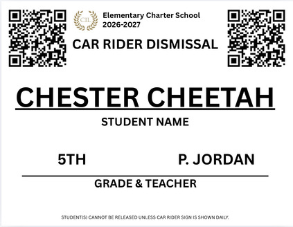 Choices in Learning QR car rider dismissal card