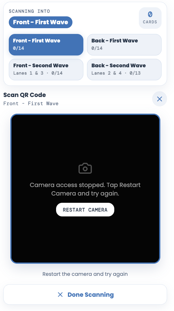 QR scanner for the front pickup lanes